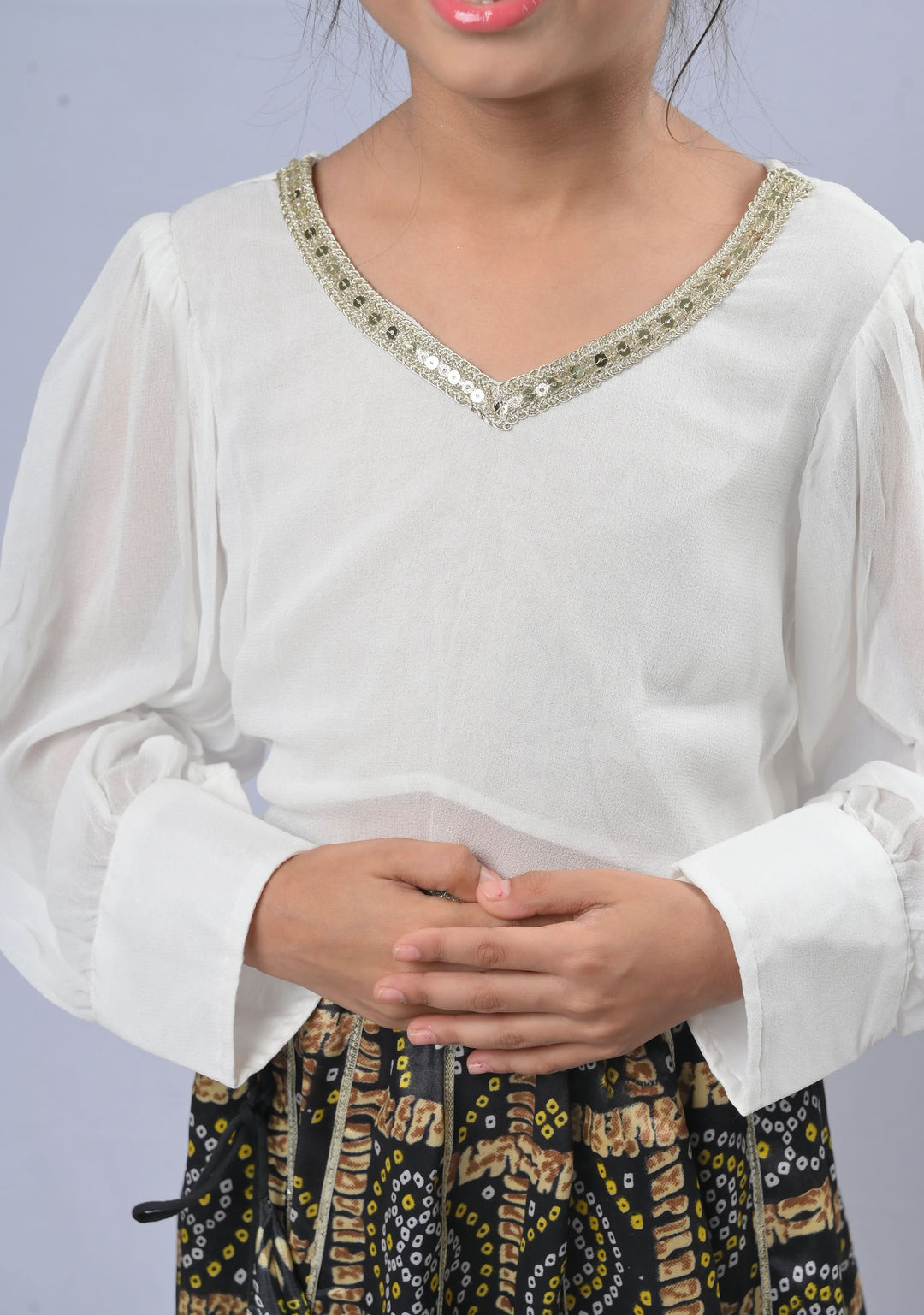 Raina Bandhej Fushion Top & Skirt Set | Made To Order