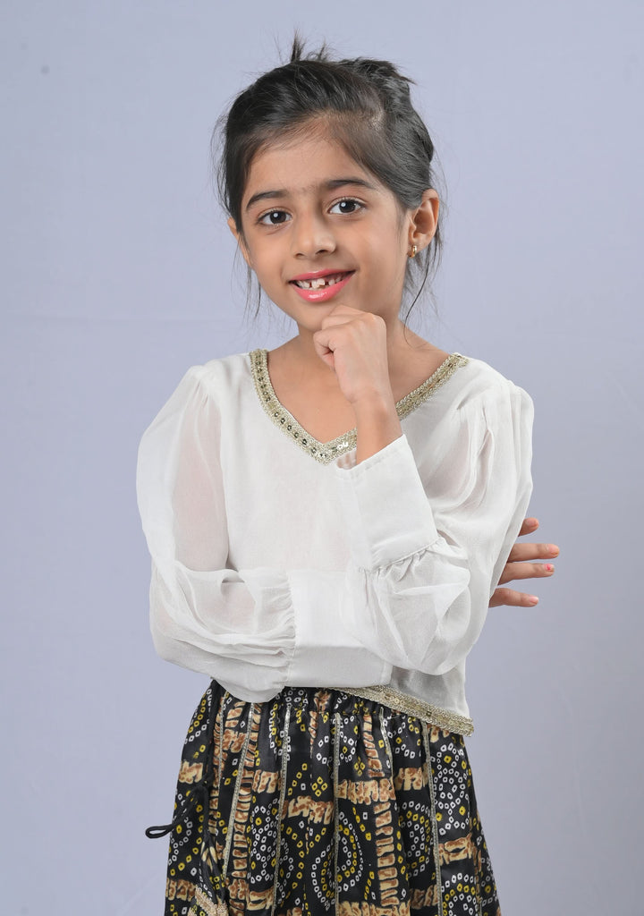 Raina Bandhej Fushion Top & Skirt Set | Made To Order