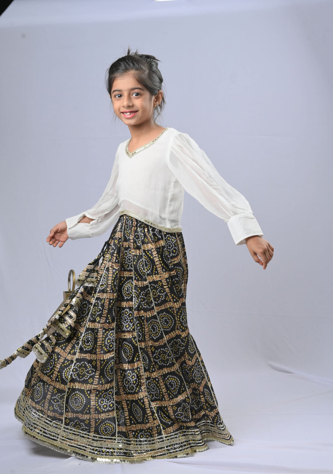 Raina Bandhej Fushion Top & Skirt Set | Made To Order
