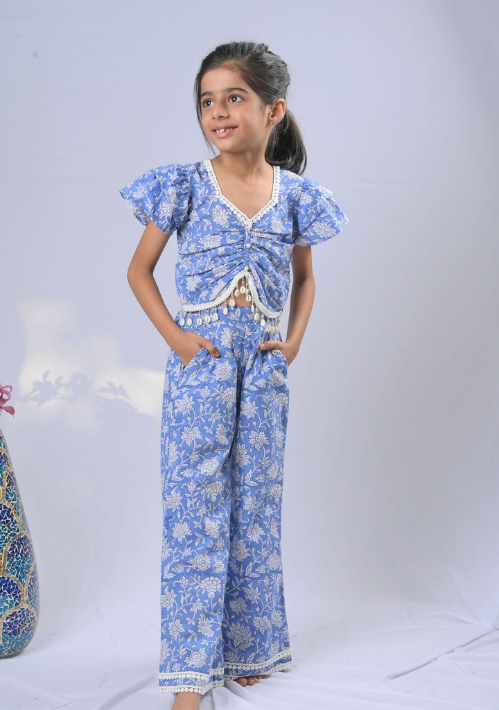 Sky of Clouds Coord Set with shell hangings in Blue | Made To Order