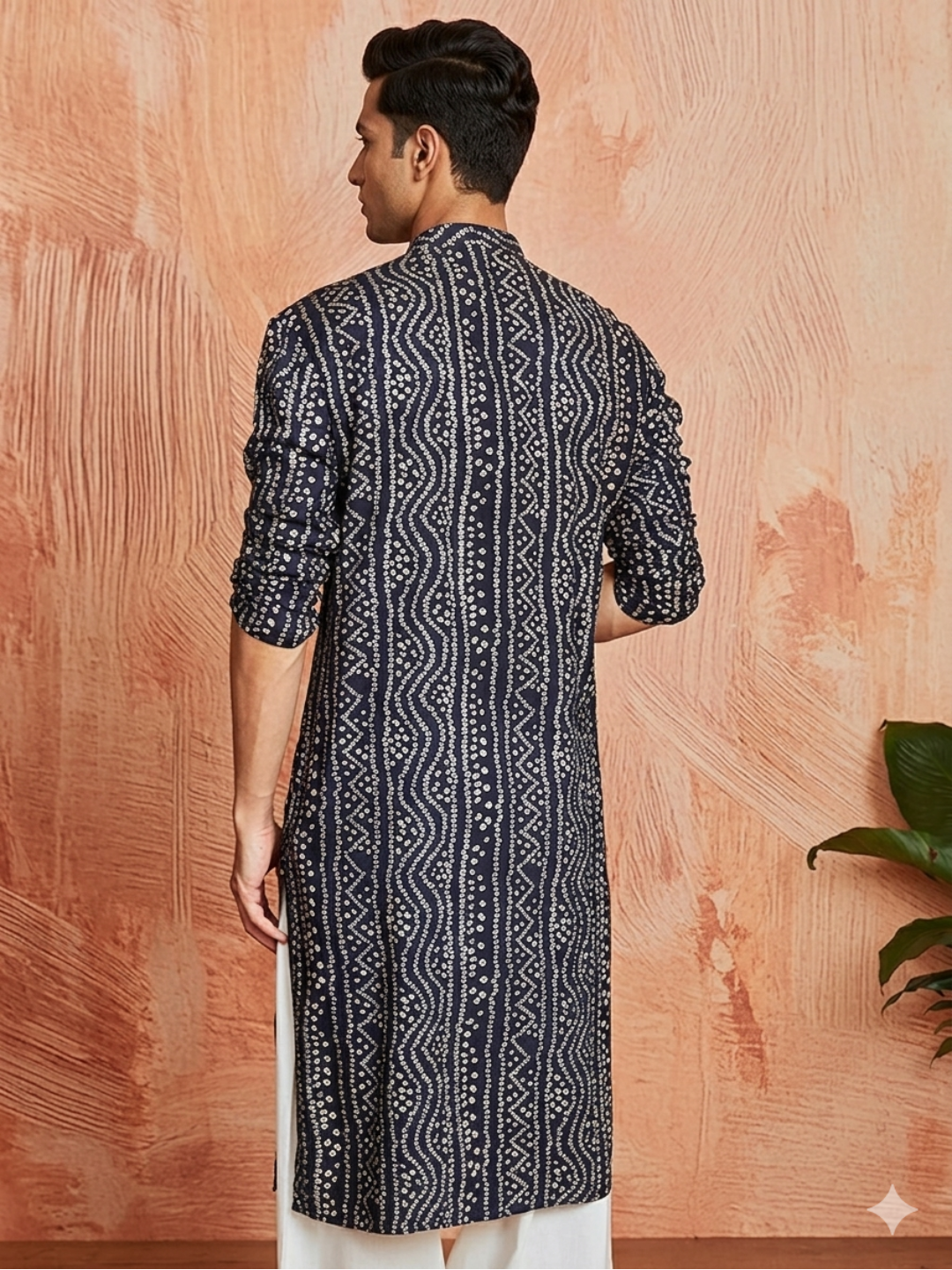 Men's Navt Blue Cotton Kurta Set | SHOBITAM