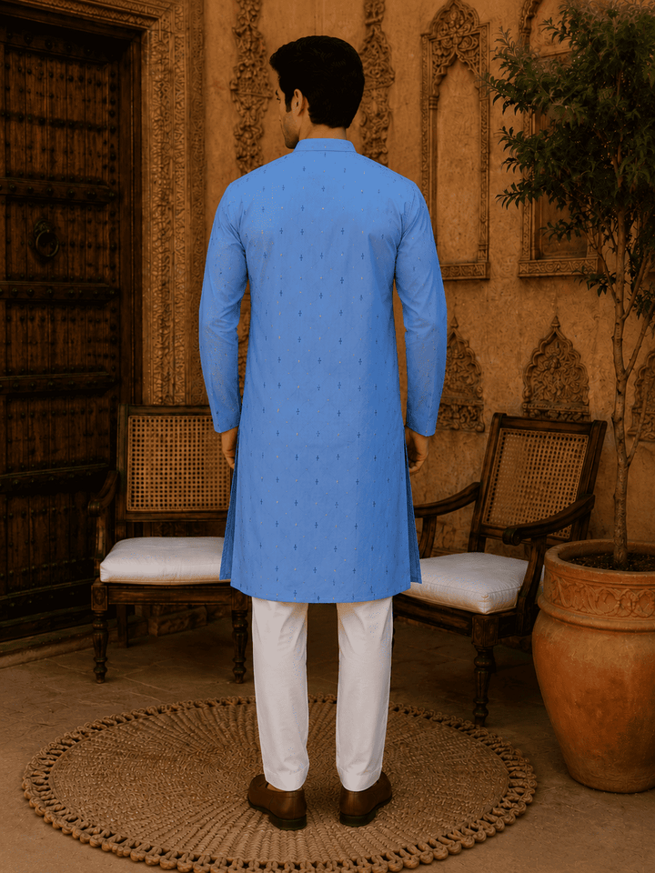 Sky Blue Ethnic Printed Kurta Set | SHOBITAM