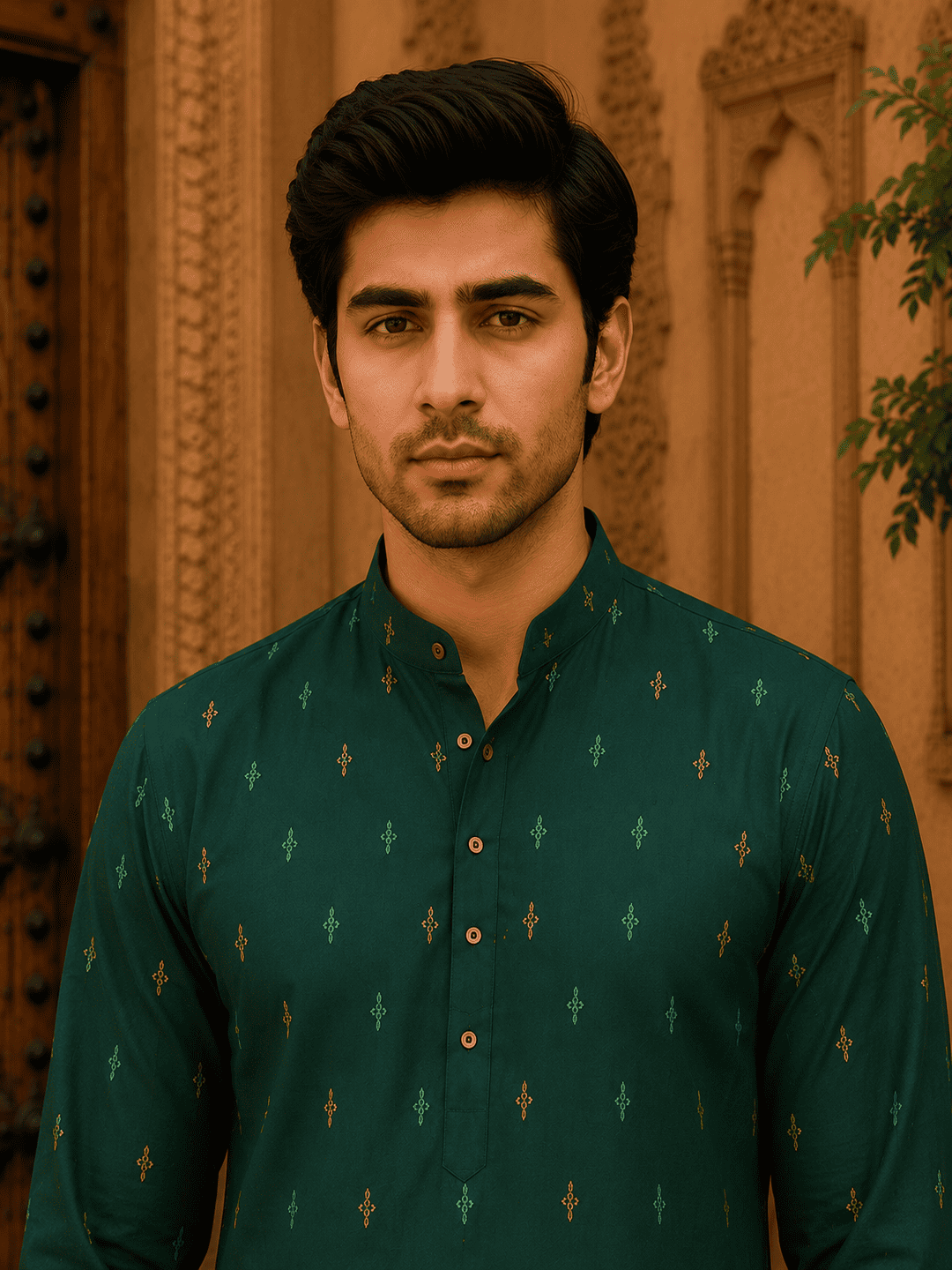 Green Ethnic Printed Kurta Set | SHOBITAM