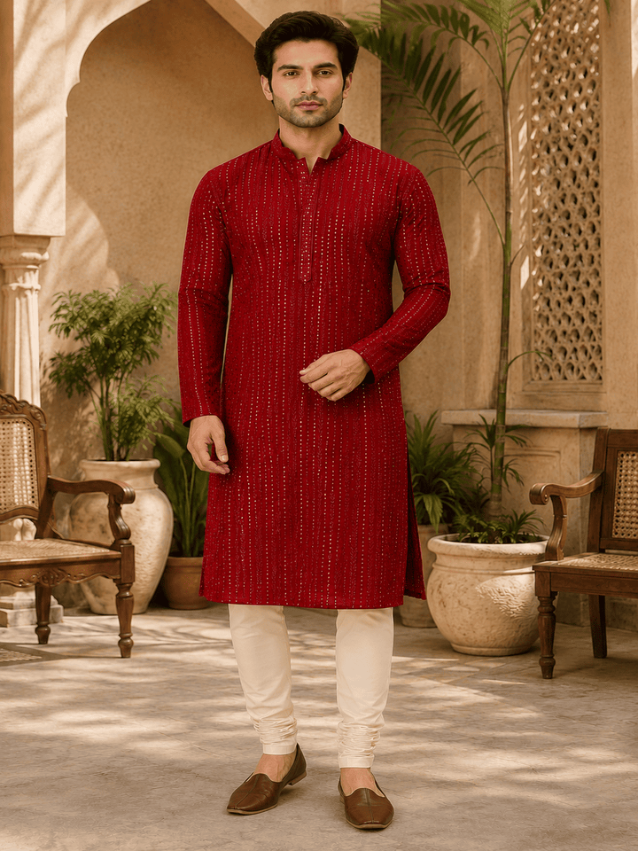 Crimson Royale Embellished Kurta Set | SHOBITAM