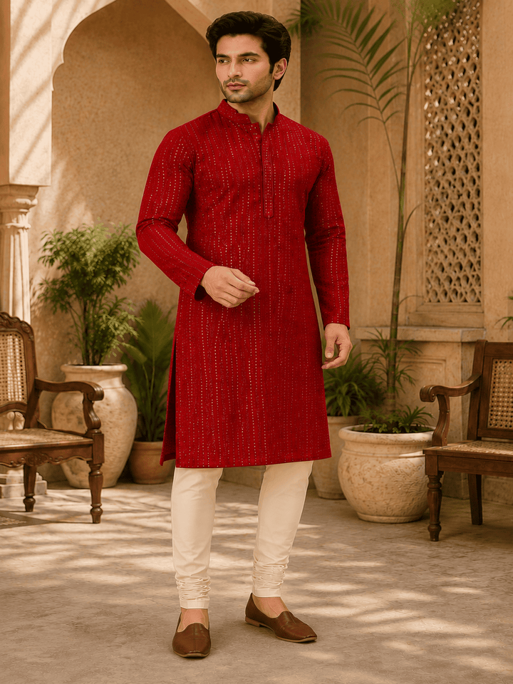 Crimson Royale Embellished Kurta Set | SHOBITAM