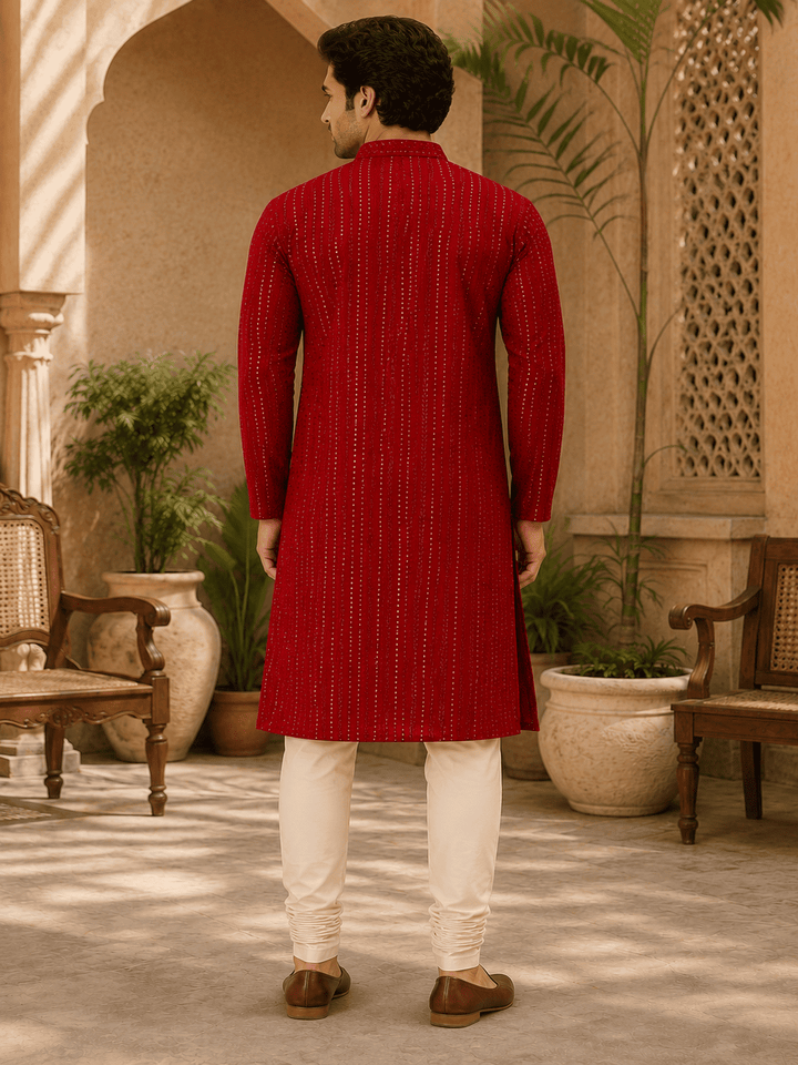 Crimson Royale Embellished Kurta Set | SHOBITAM