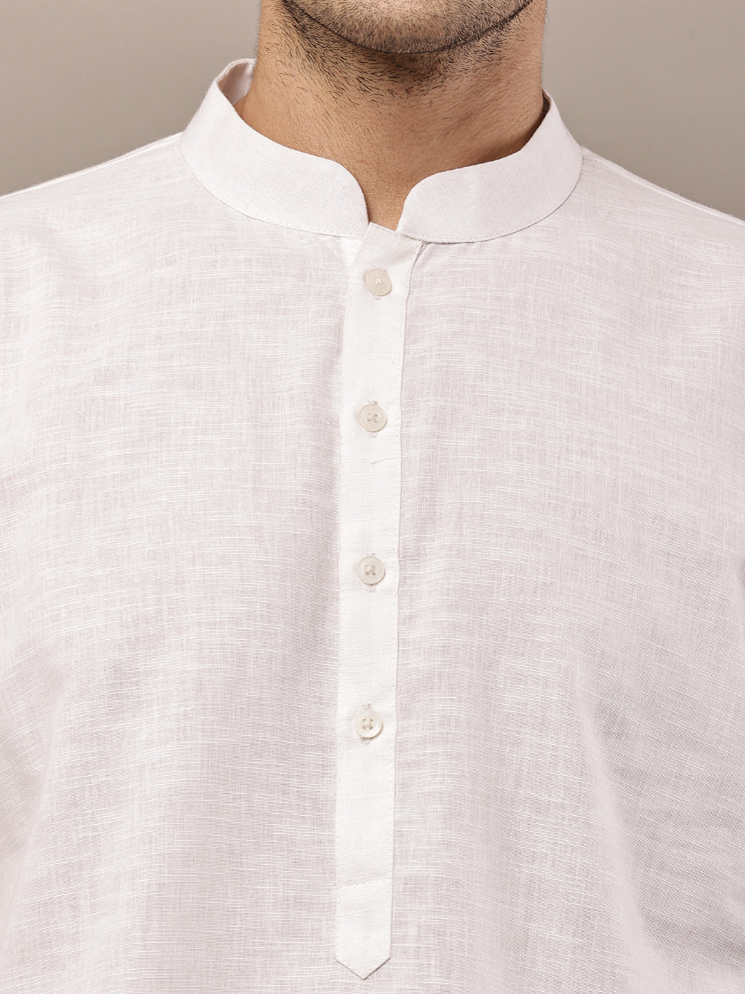 Men's White Straight Viscose Silk Kurta | SHOBITAM