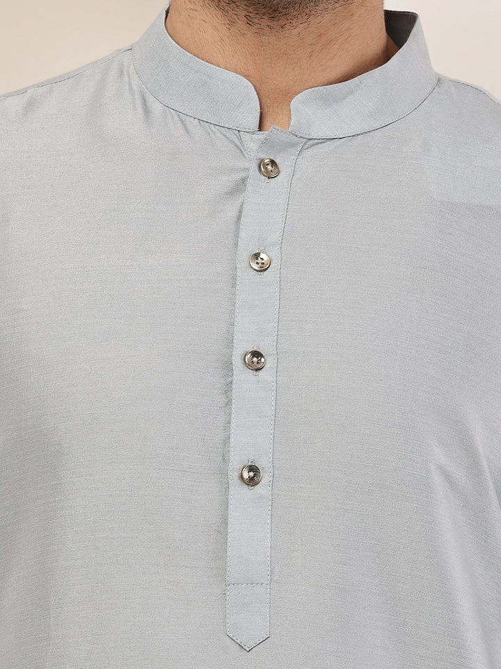 Men's Blue Straight Viscose Silk Kurta Pyjama Set | SHOBITAM