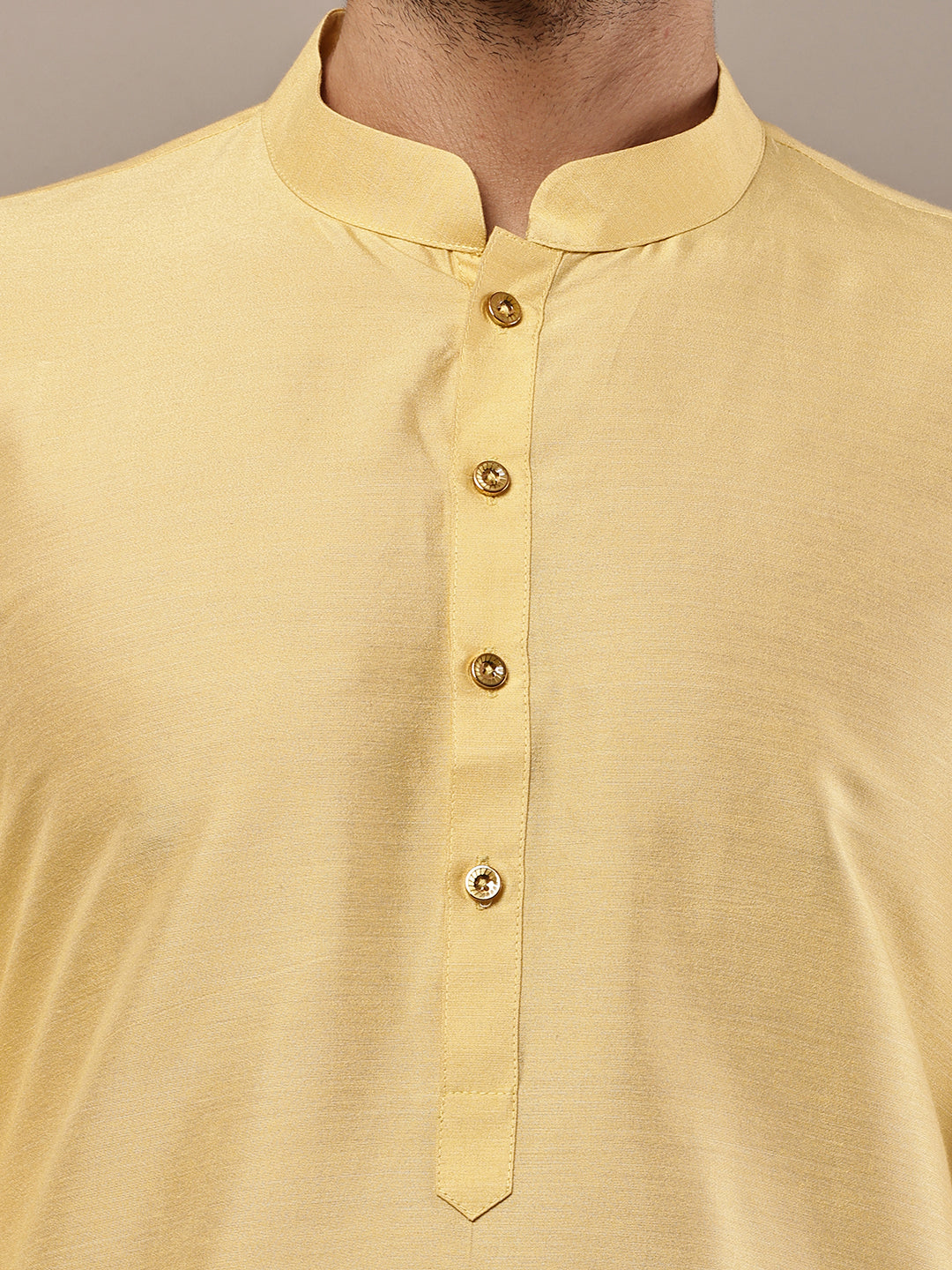 Men's Yellow Straight Viscose Silk Kurta Pyjama Set | SHOBITAM