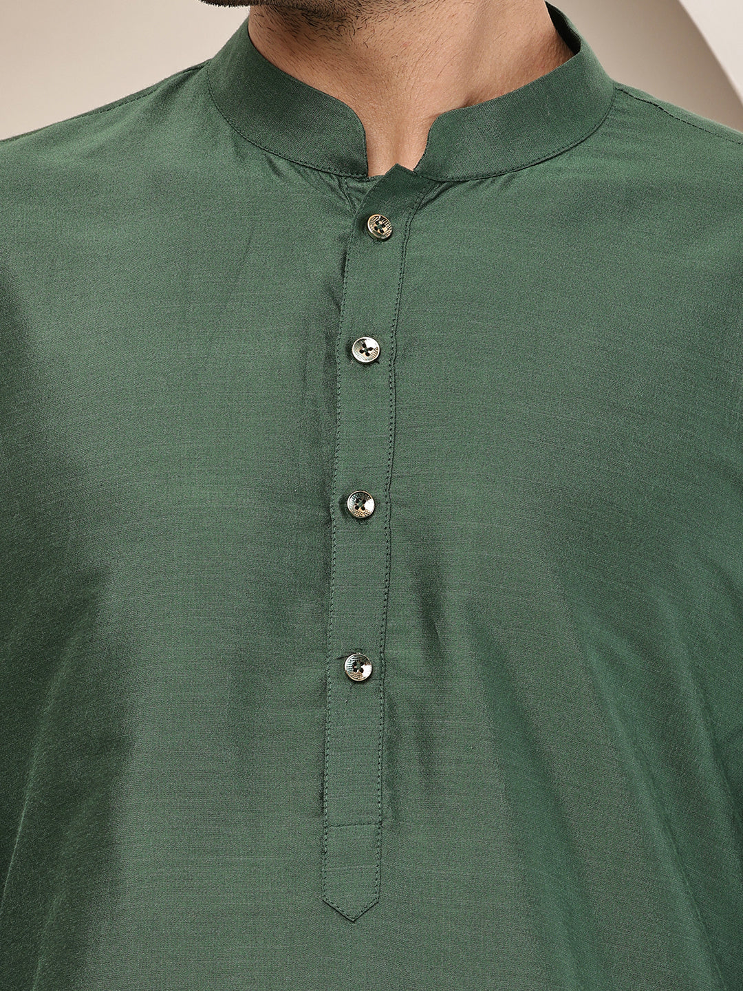 Men's Green Straight Viscose Silk Kurta | SHOBITAM