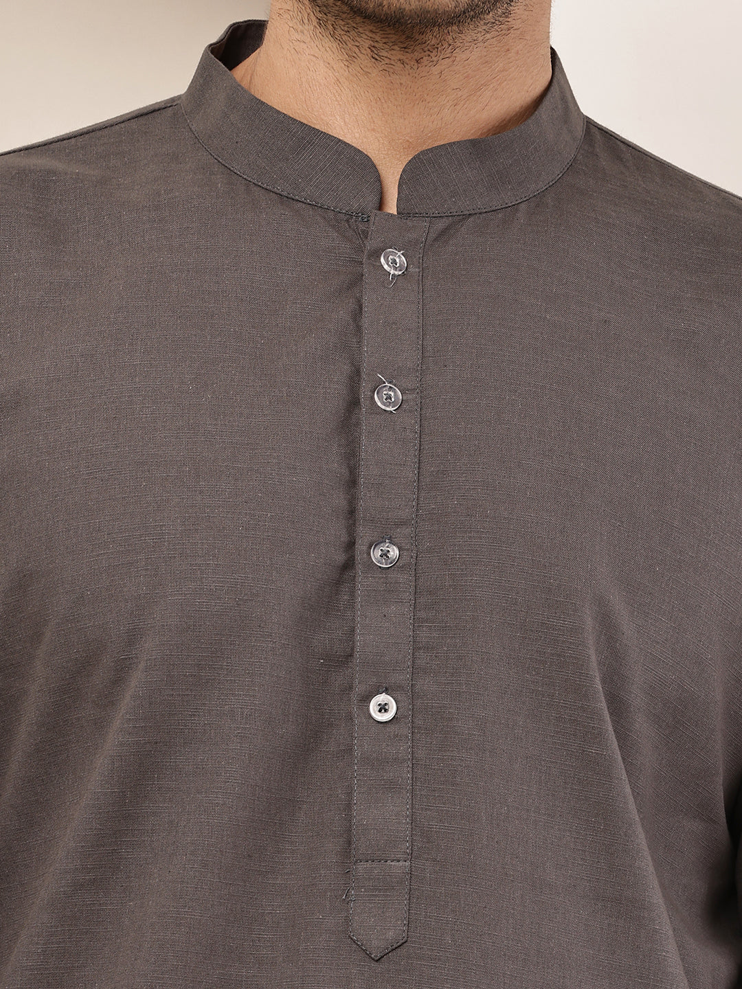 Men's Grey Straight Viscose Silk Kurta | SHOBITAM