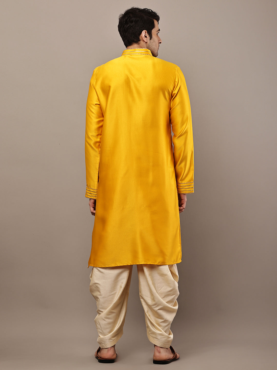 Viscose Men’s Yellow Embroidered Kurta with Contrast Threadwork &  Motif | SHOBITAM