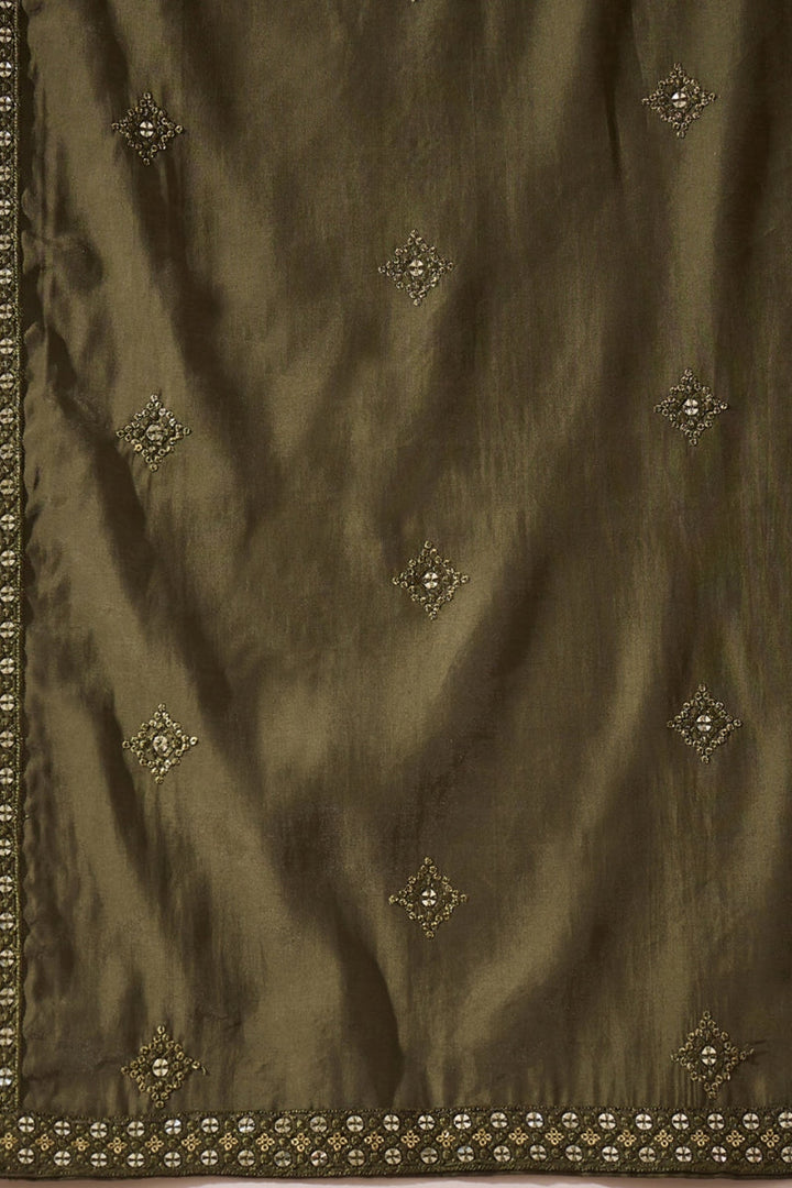 Green Silk Blend Solid Embroidered Straight Kurta with Dupatta For Men | SHOBITAM