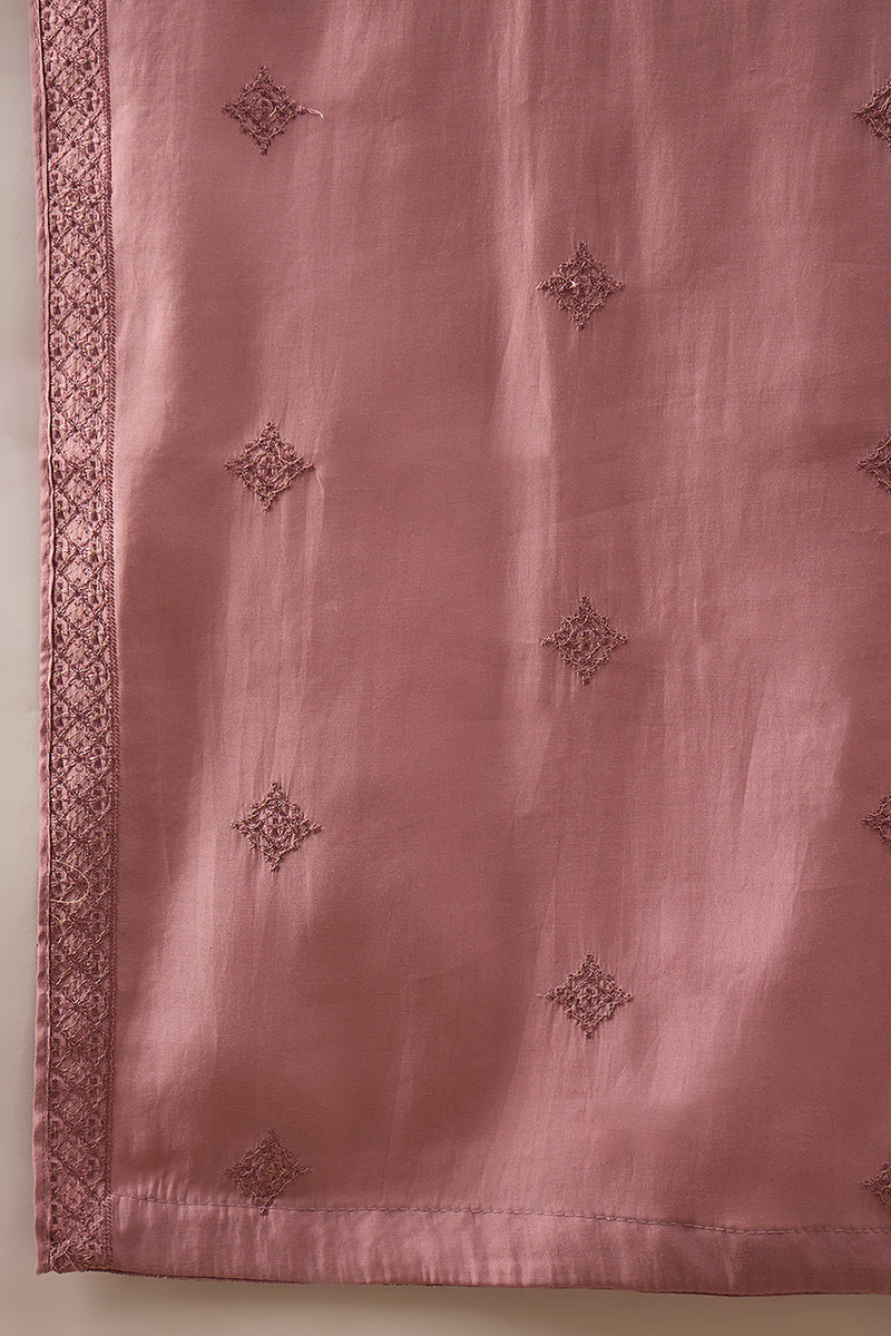 Pink Silk Blend Embroidered Straight Kurta Trouser with Dupatta | SHOBITAM