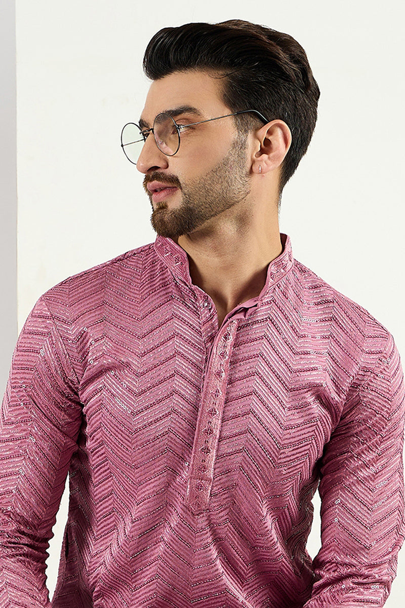 Pink Viscose Rayon Solid Embroidered Straight Kurta with Trouser  | SHOBITAM