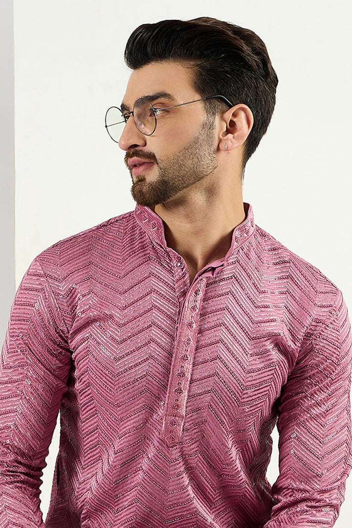 Pink Viscose Rayon Solid Embroidered Straight Kurta with Trouser  | SHOBITAM