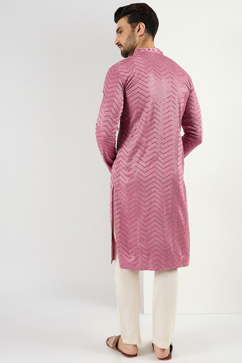 Pink Viscose Rayon Solid Embroidered Straight Kurta with Trouser  | SHOBITAM
