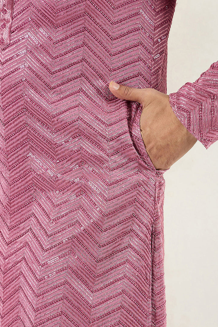 Pink Viscose Rayon Solid Embroidered Straight Kurta with Trouser  | SHOBITAM