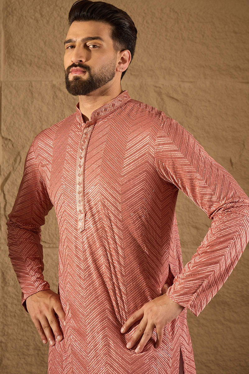 Pink Viscose Rayon Solid Embroidered Straight Kurta with Trousers | SHOBITAM