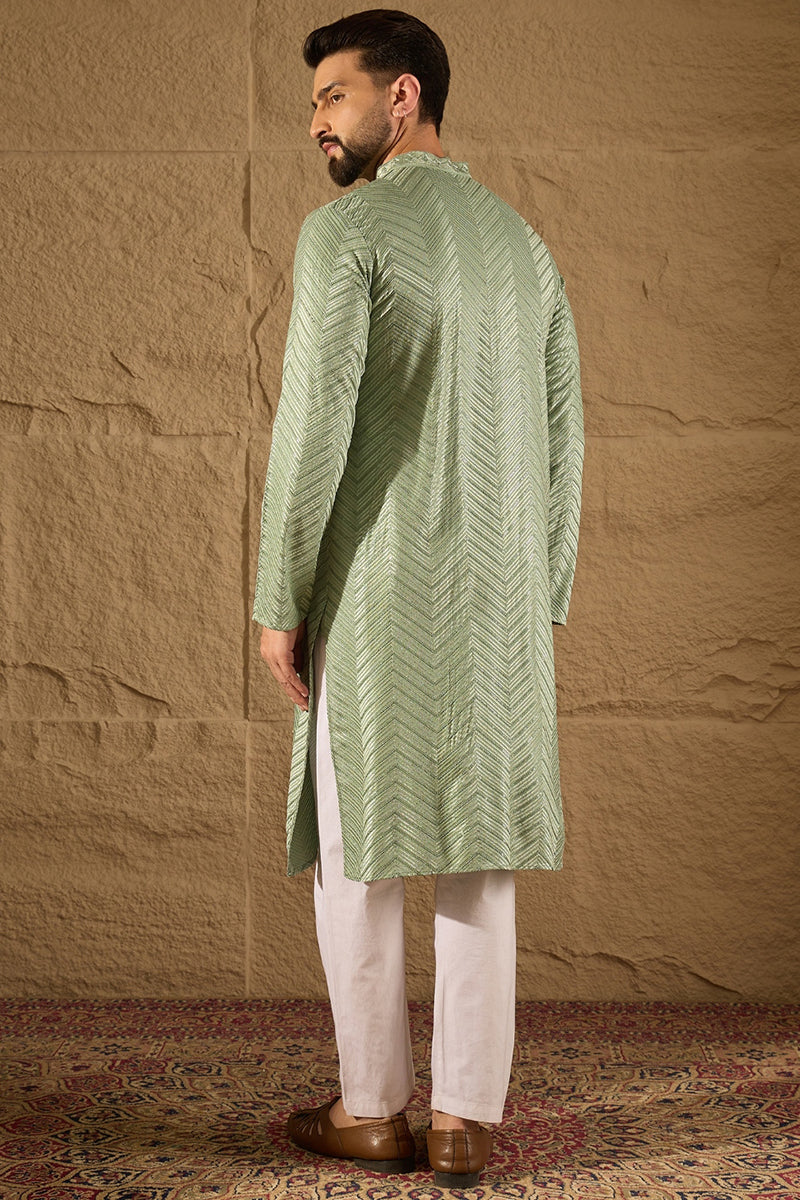 Green Viscose Rayon Solid Embroidered Straight Kurta with Trouser  | SHOBITAM