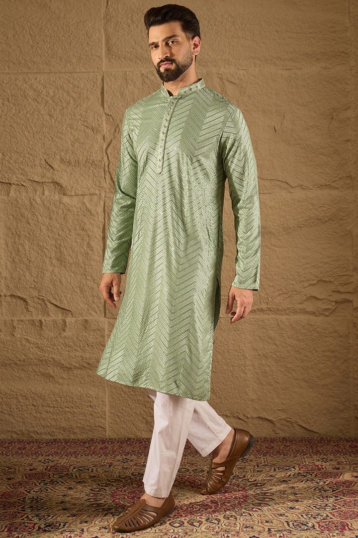 Green Viscose Rayon Solid Embroidered Straight Kurta with Trouser  | SHOBITAM