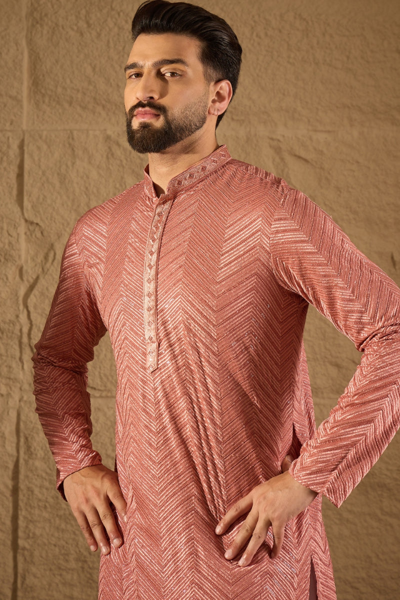 Pink Viscose Rayon Solid Embroidered Straight Kurta | SHOBITAM