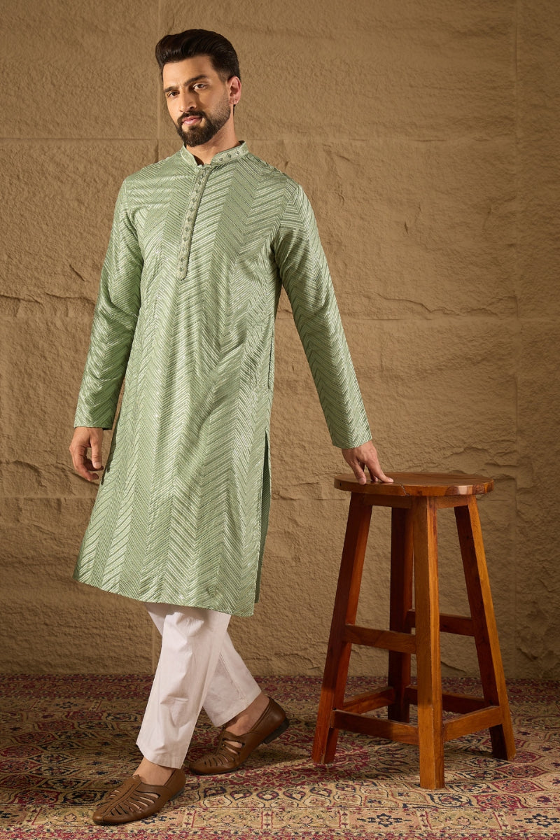 Green Viscose Rayon Solid Embroidered Straight Kurta | SHOBITAM