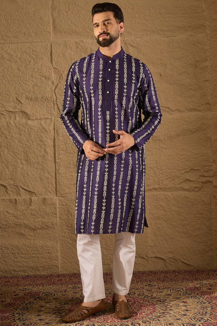 Purple Viscose Rayon Printed Straight Kurta | SHOBITAM