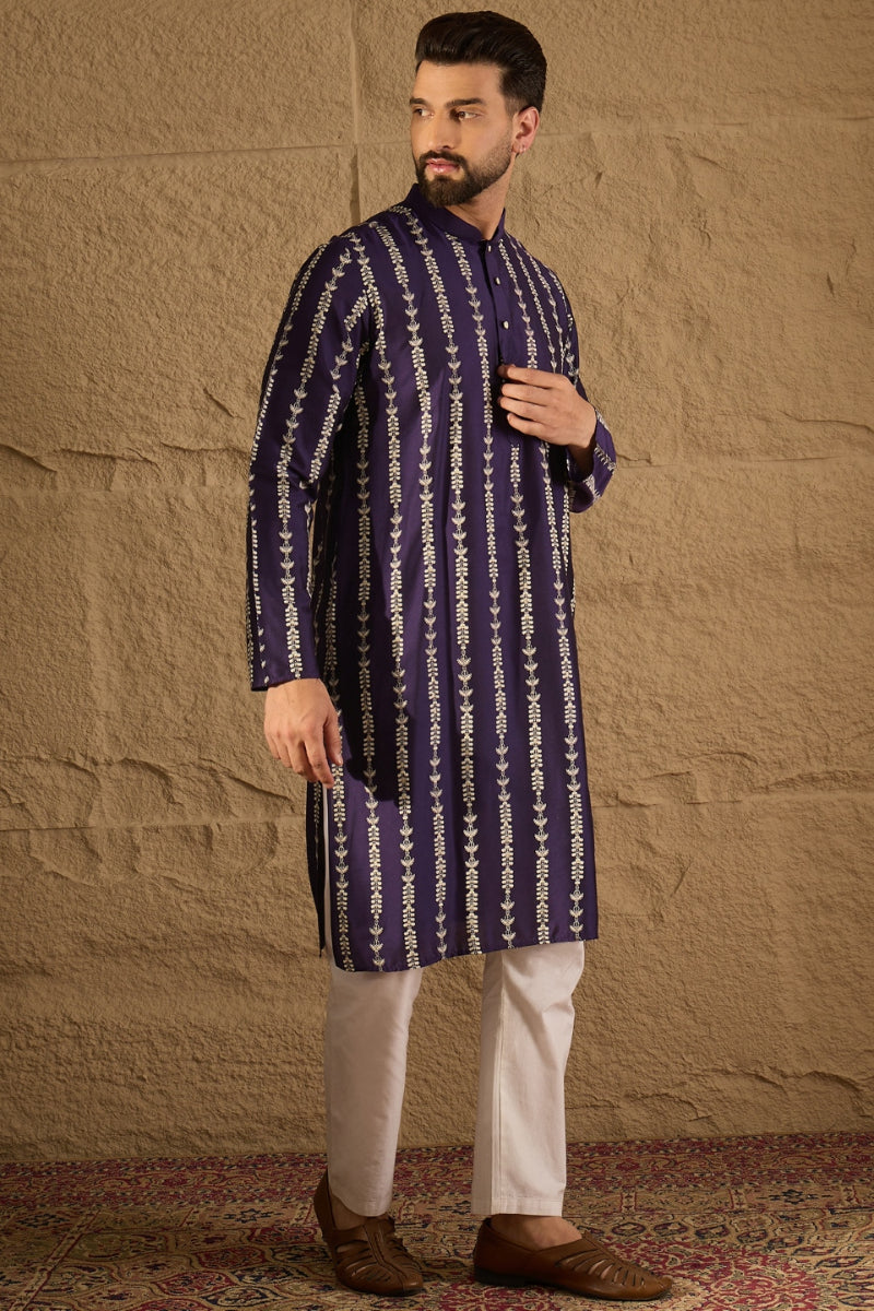 Purple Viscose Rayon Printed Straight Kurta | SHOBITAM