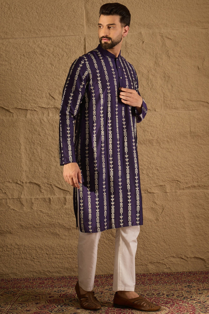 Purple Viscose Rayon Printed Straight Kurta | SHOBITAM