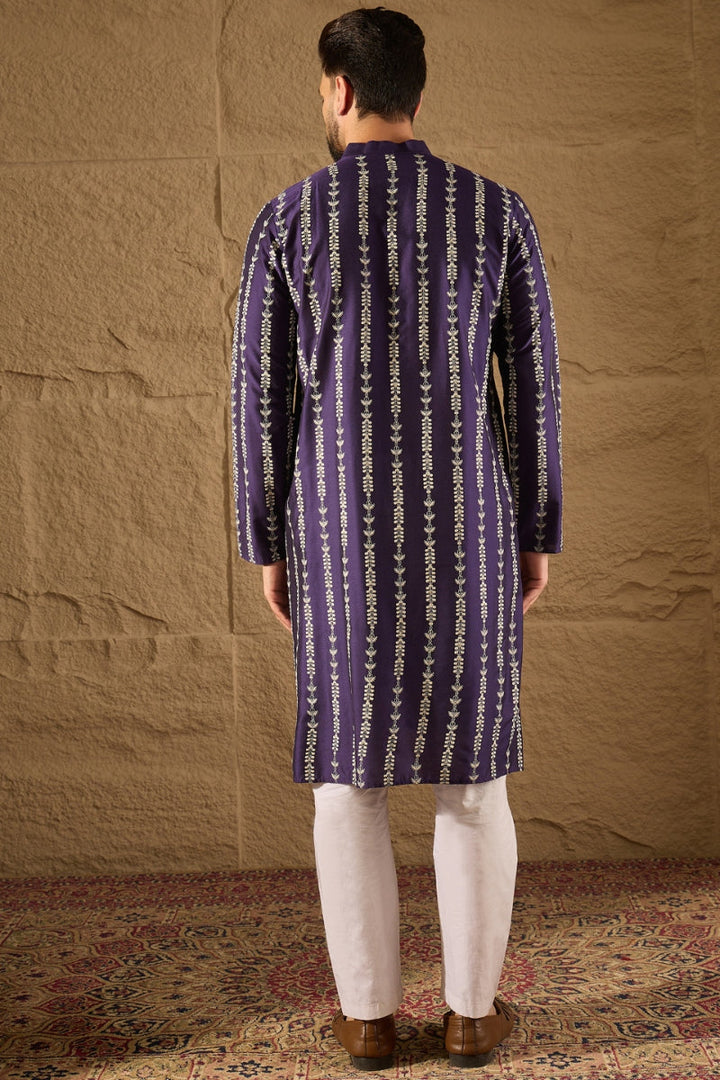 Purple Viscose Rayon Printed Straight Kurta | SHOBITAM