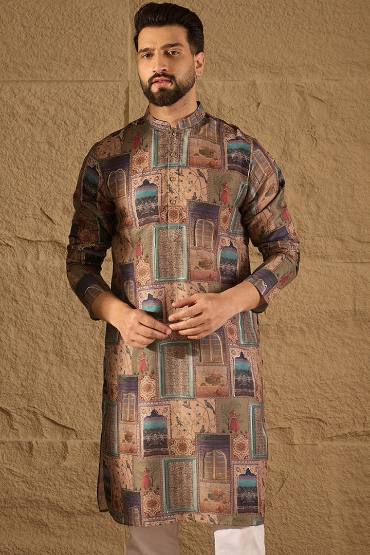 Multi Viscose Rayon Ethnic Motifs Straight Kurta | SHOBITAM