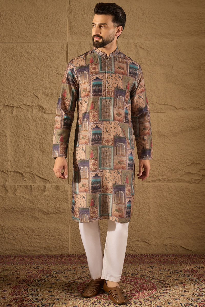 Multi Viscose Rayon Ethnic Motifs Straight Kurta | SHOBITAM