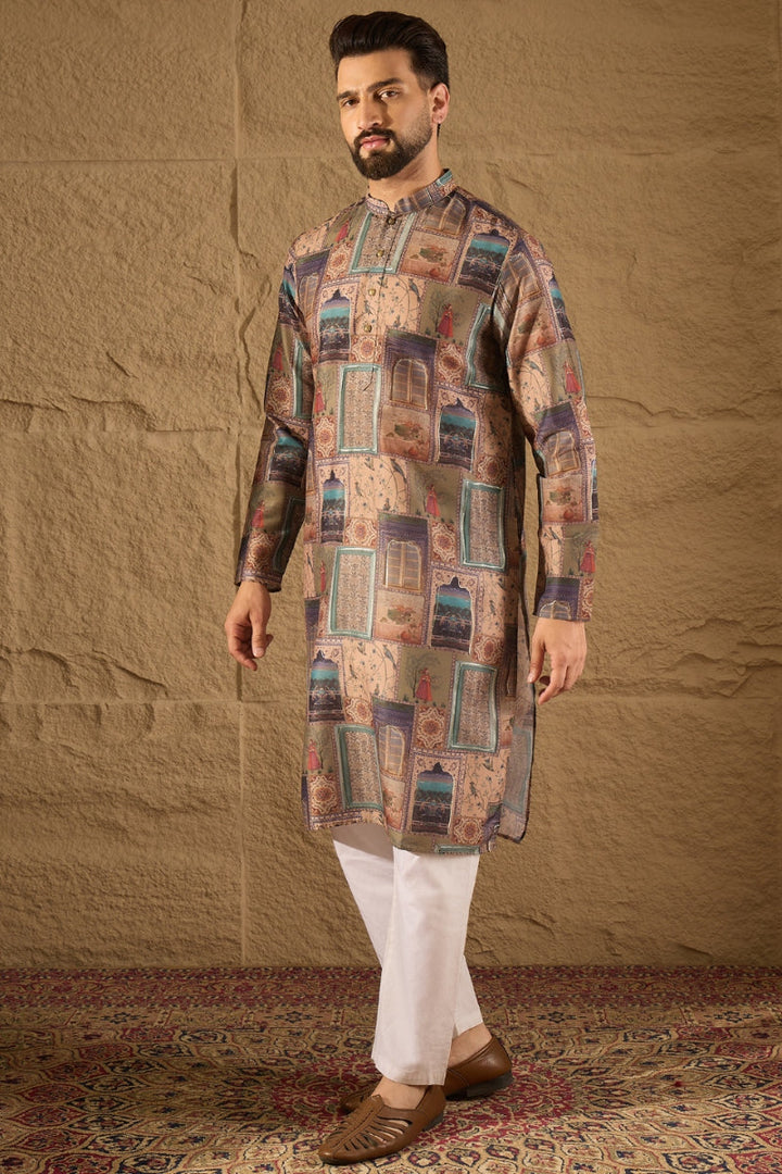 Multi Viscose Rayon Ethnic Motifs Straight Kurta | SHOBITAM