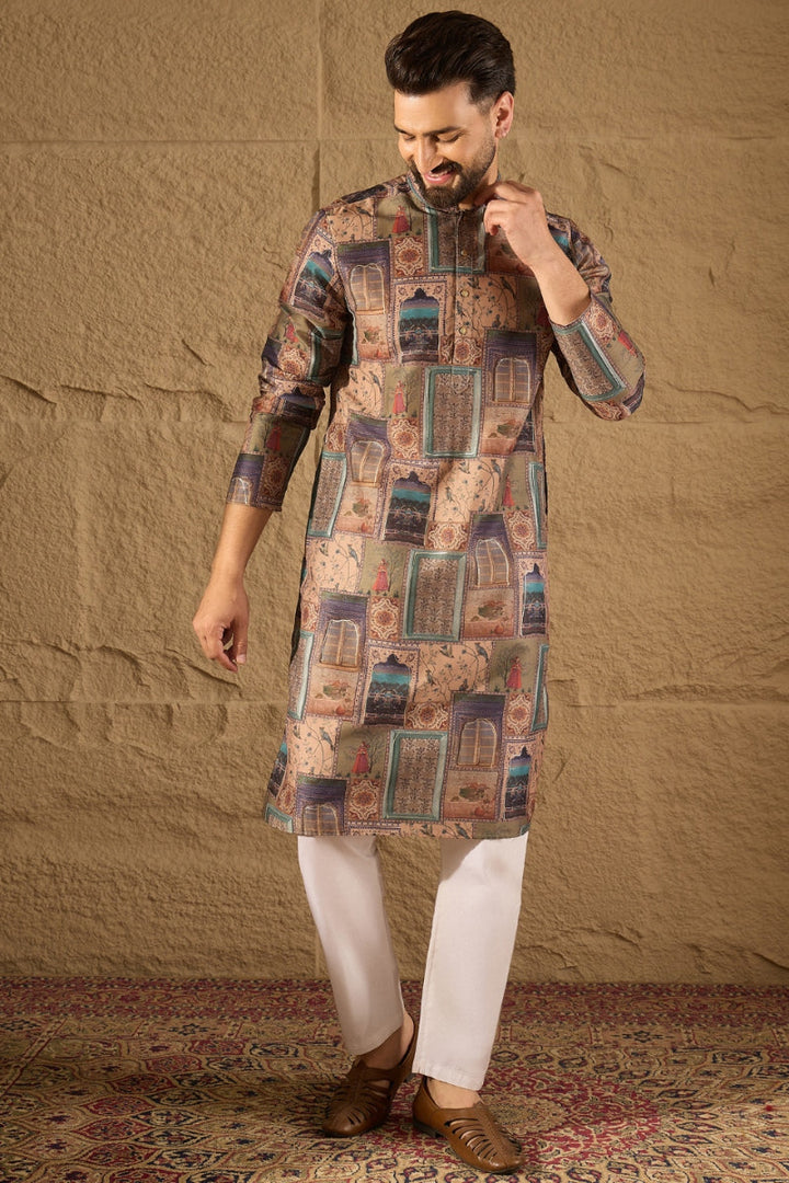Multi Viscose Rayon Ethnic Motifs Straight Kurta | SHOBITAM