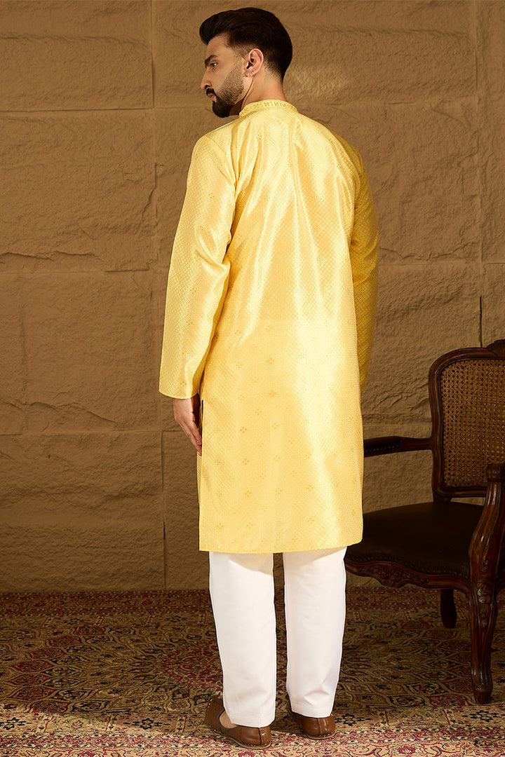 Green Polyester Solid Embroidered Straight Kurta For Men | SHOBITAM