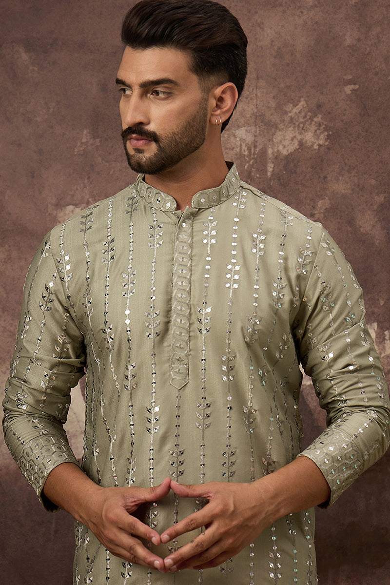 Green Viscose Rayon Solid Embroidered Straight Kurta | SHOBITAM