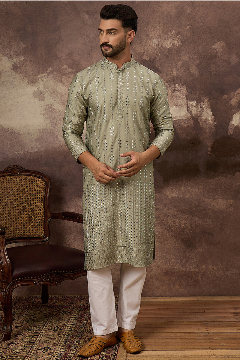 Green Viscose Rayon Solid Embroidered Straight Kurta | SHOBITAM