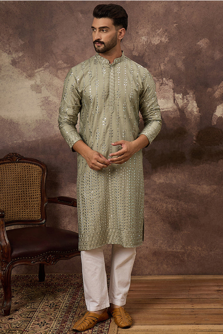 Green Viscose Rayon Solid Embroidered Straight Kurta | SHOBITAM