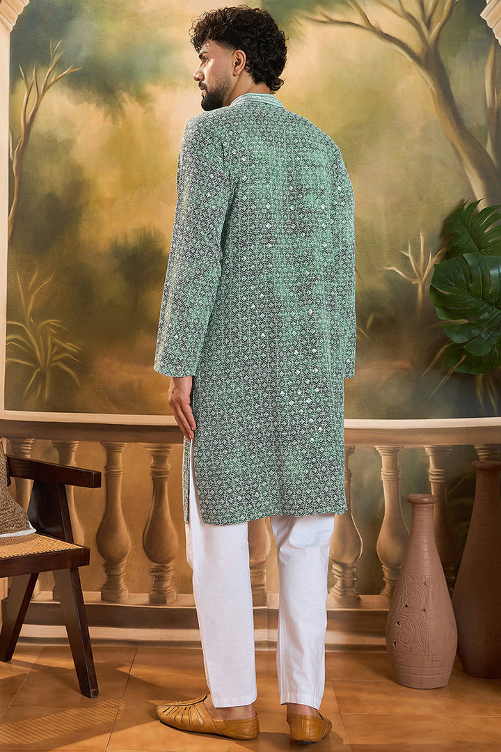 Green Viscose Rayon Shibori Embroidered Straight Kurta  | SHOBITAM