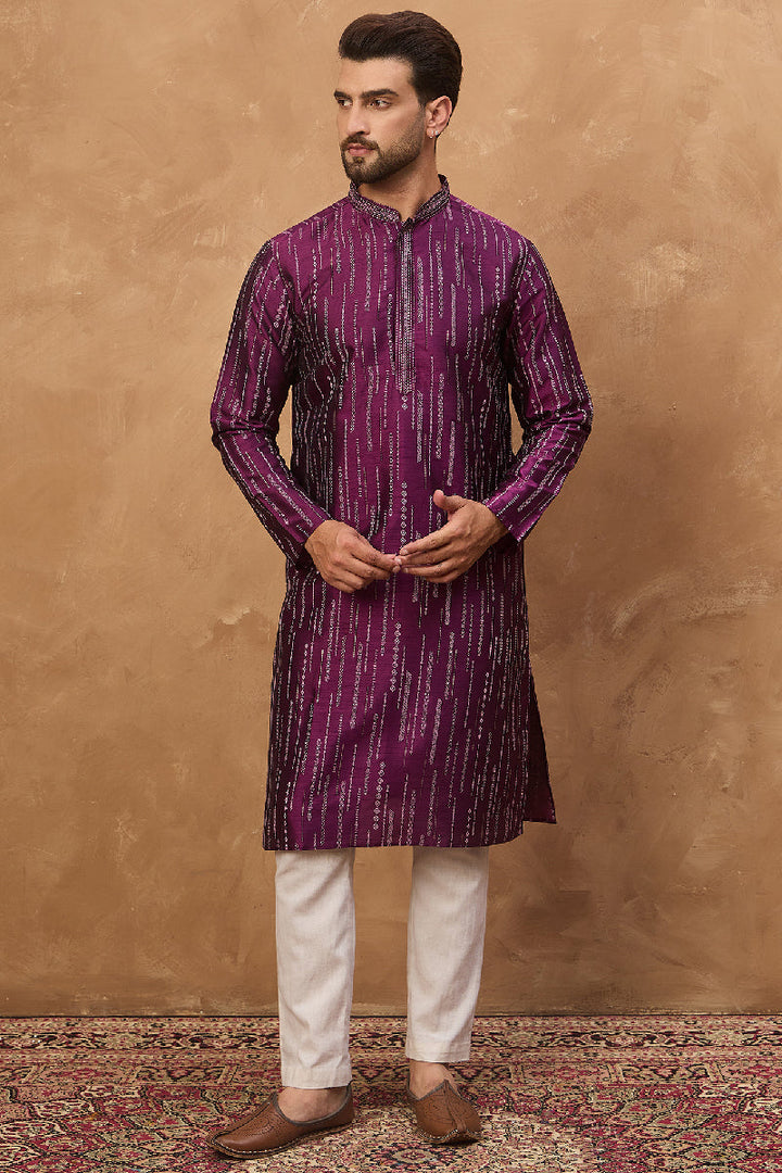 Blue Silk Blend Batik Embroidered Straight Kurta with Trouser | SHOBITAM