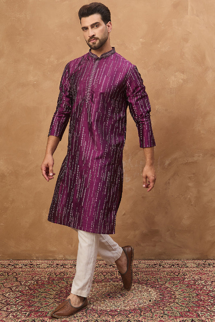 Blue Silk Blend Batik Embroidered Straight Kurta with Trouser | SHOBITAM
