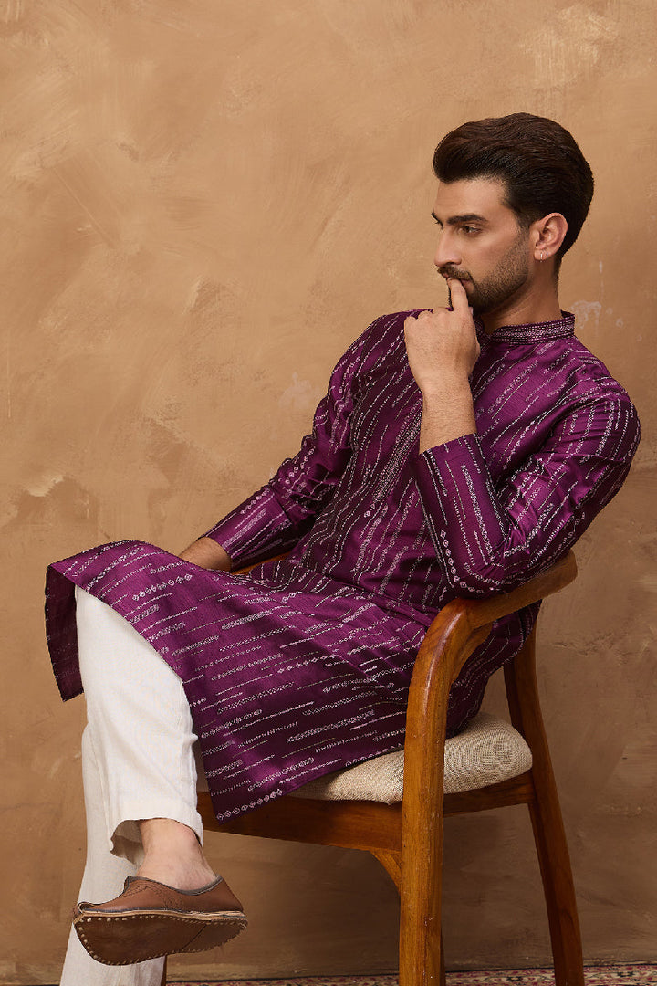 Blue Silk Blend Batik Embroidered Straight Kurta with Trouser | SHOBITAM