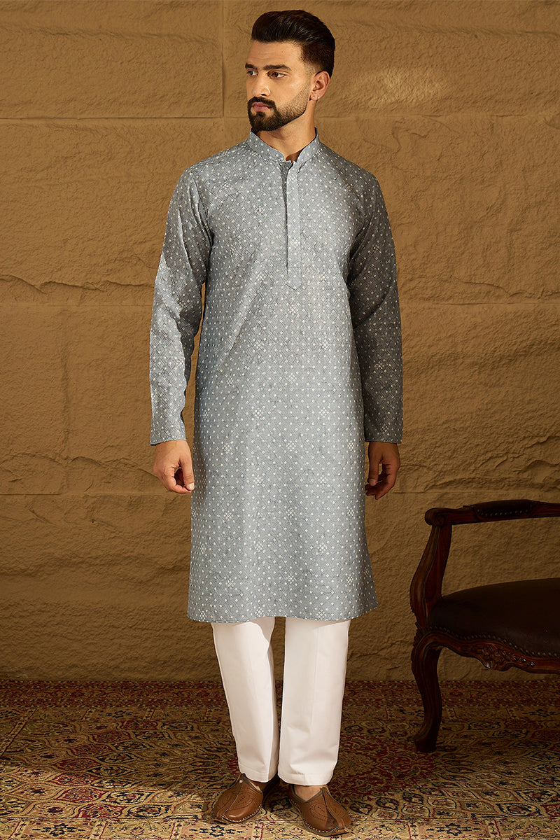 Blue Viscose Rayon Bandhani Embroidered Straight Kurta | SHOBITAM