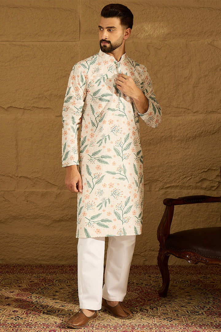 White Viscose Rayon Floral Embroidered Straight Kurta | SHOBITAM