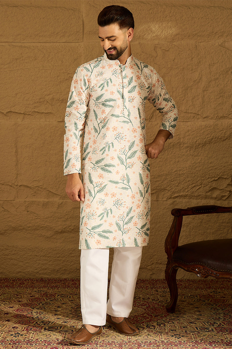 White Viscose Rayon Floral Embroidered Straight Kurta | SHOBITAM