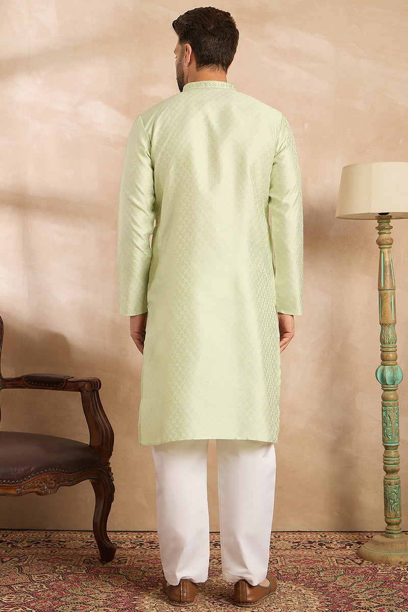 Teal Polyester Solid Embroidered Straight Kurta | SHOBITAM