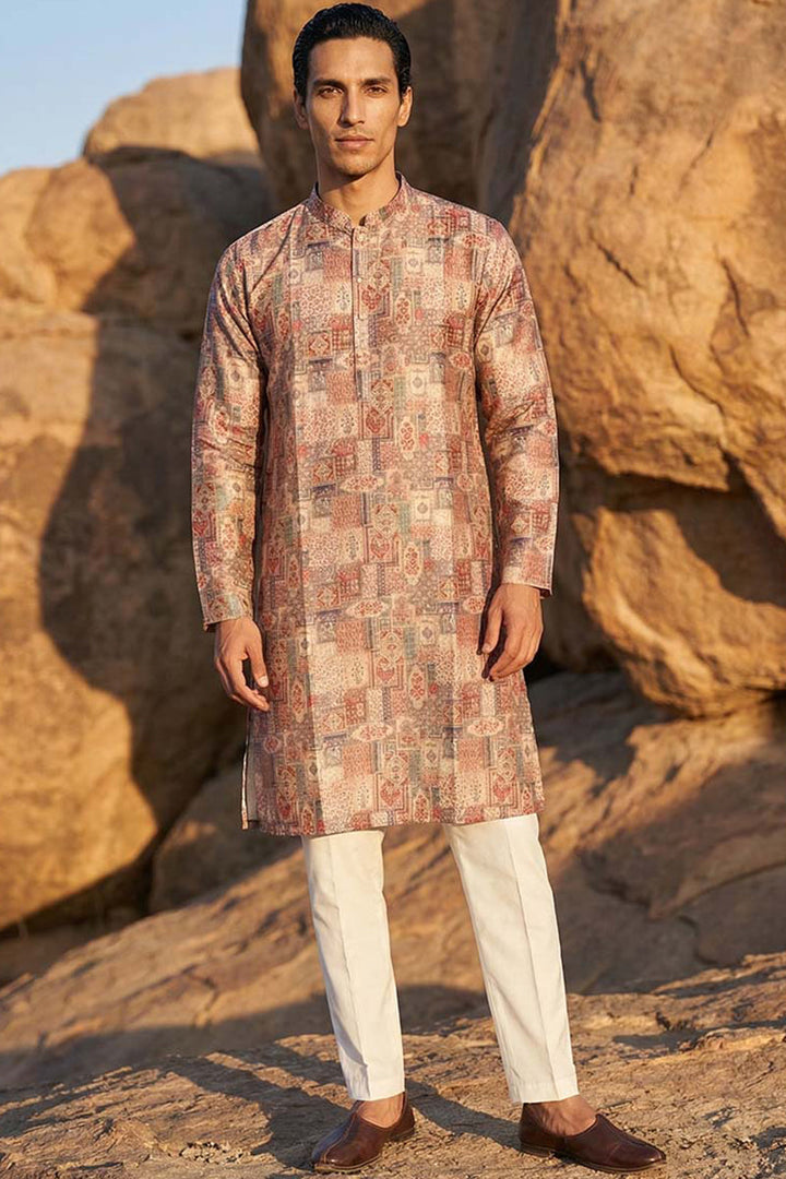 Multi Silk Blend Printed Straight Kurta | SHOBITAM