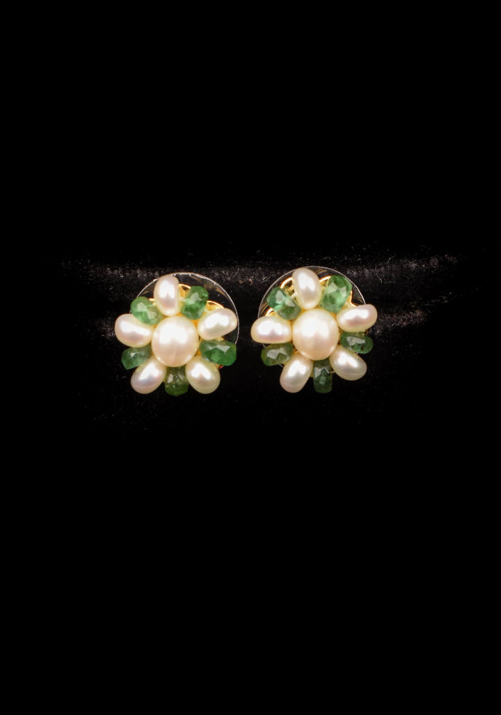 2 Strand Real Pearls And Real Emerald Necklace Set