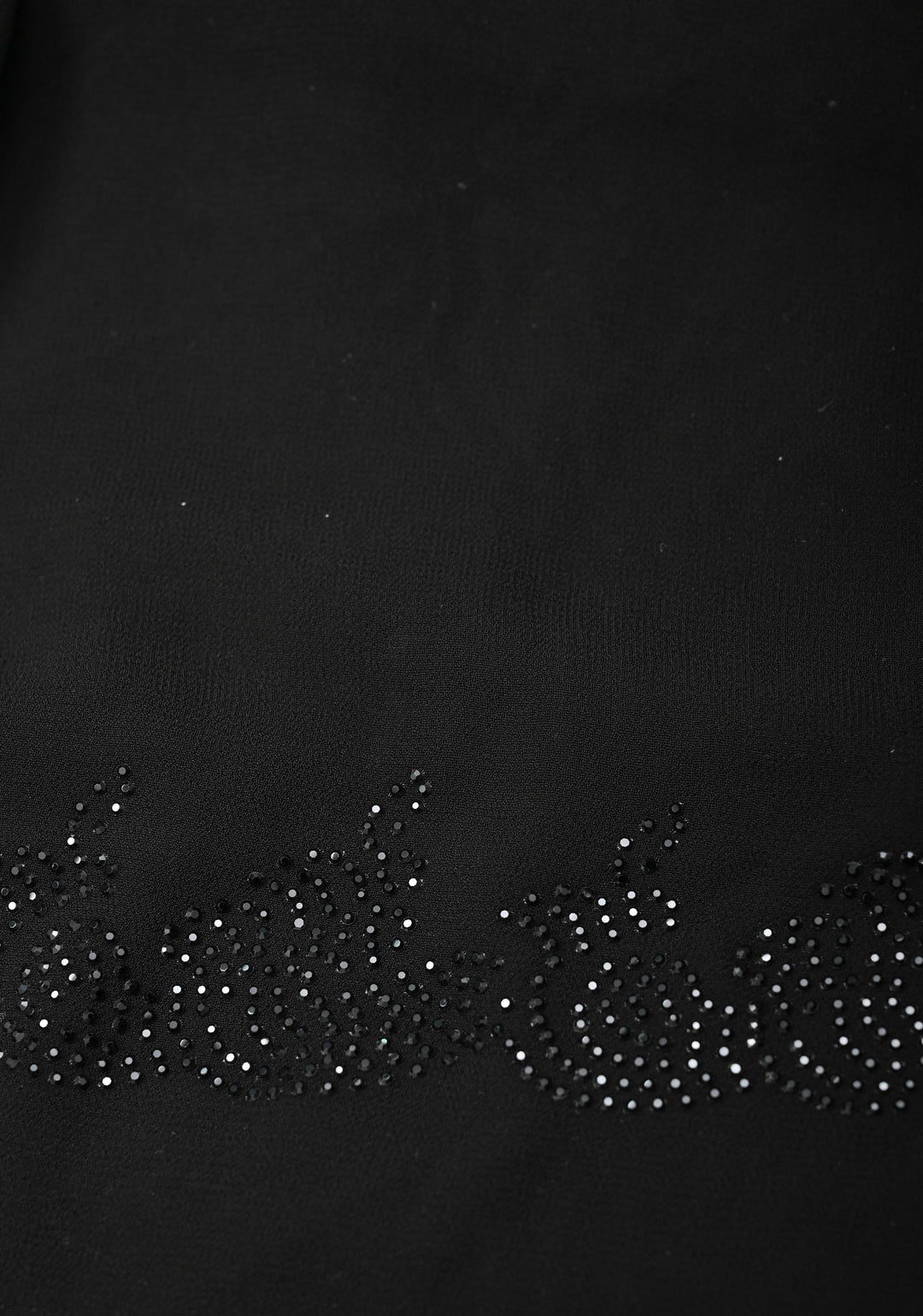Black Georgette Saree with Tone on Tone Powder Stones Work and Scallop Border